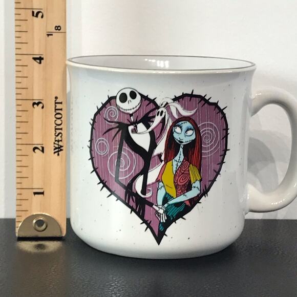 The Nightmare Before Christmas 20 oz Ceramic Mug Jack and Sally Heart Large Cup - Picture 10 of 11
